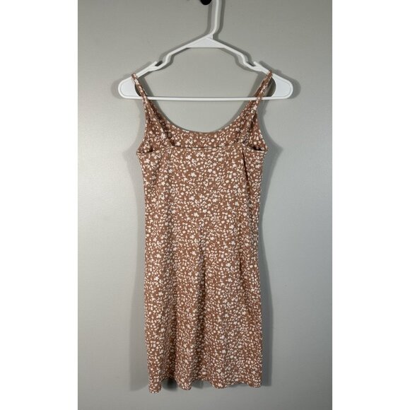 Old Navy Dress Womens Medium Tan Ditzy‎ Floral Ribbed Cami Mini - Picture 2 of 11